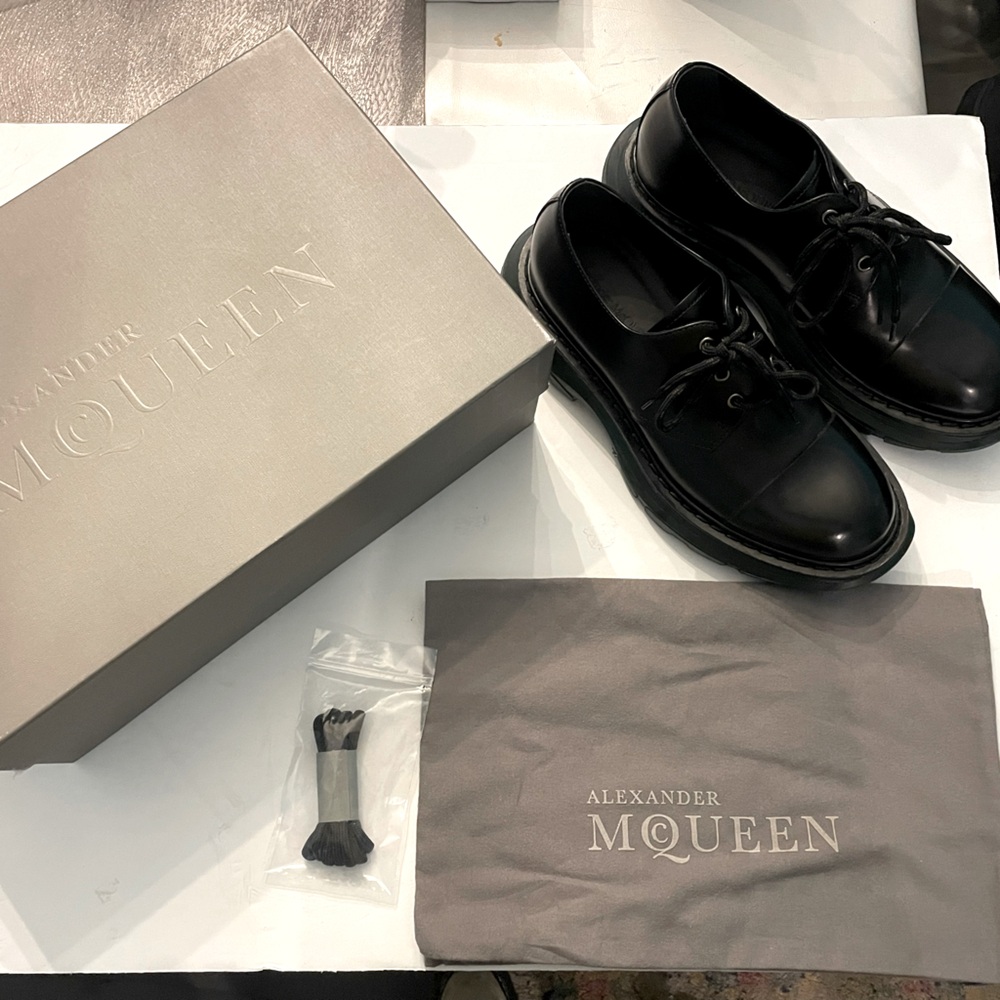 Alexander McQueen Men’s Black Camouflage Leather Lace-ups Size 8 (41)